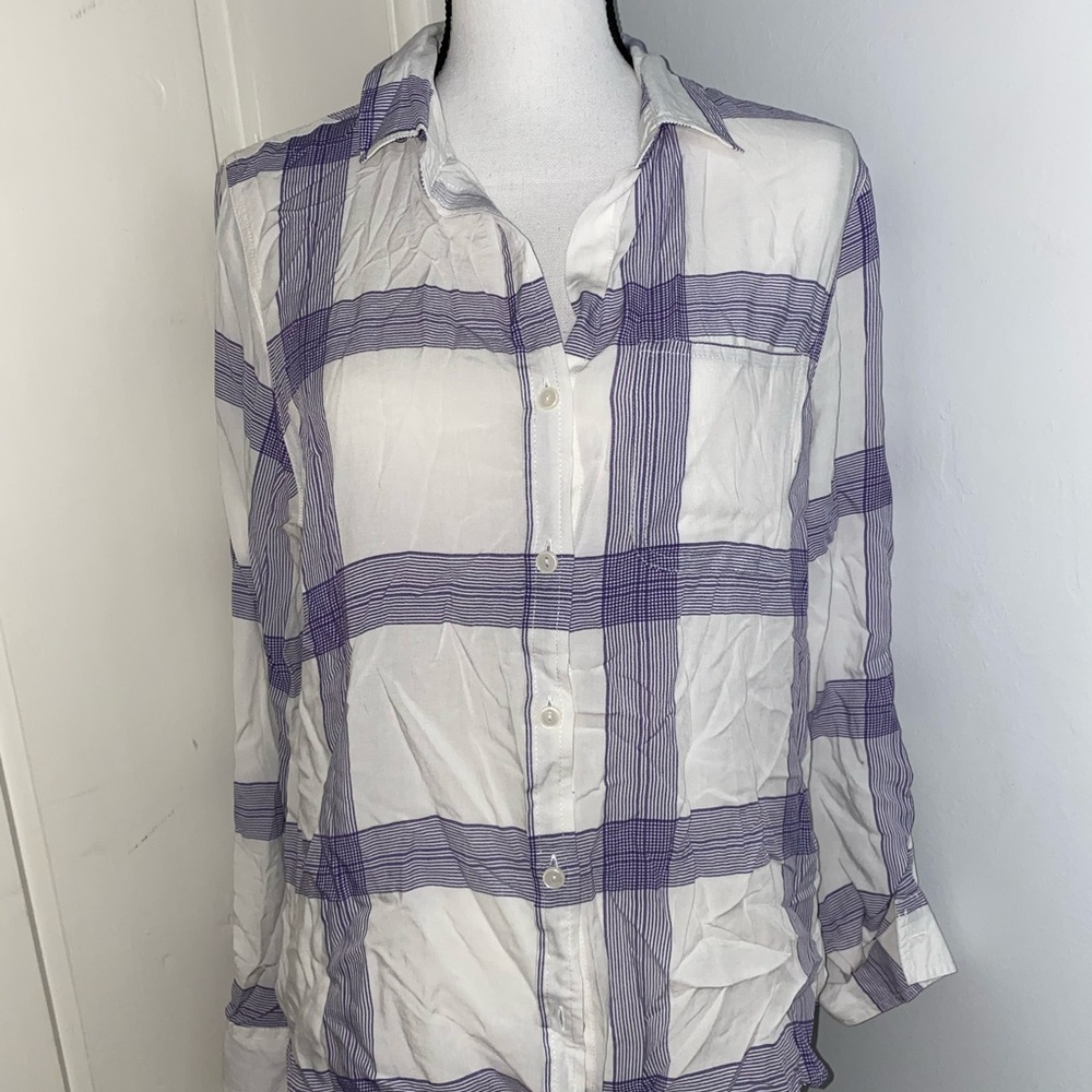 plaid button up blouse